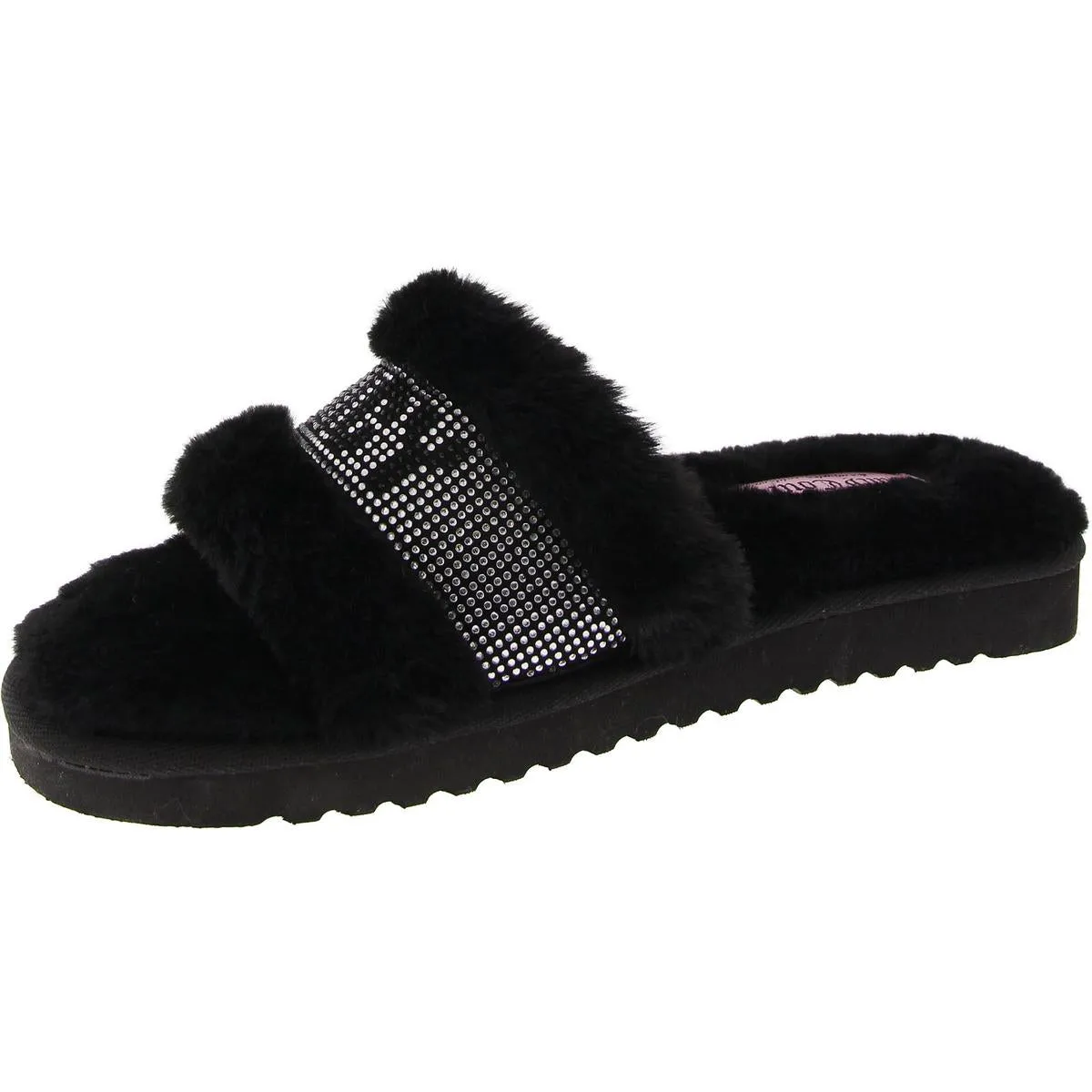 Halo Womens Rhinestone Comfy Slide Slippers