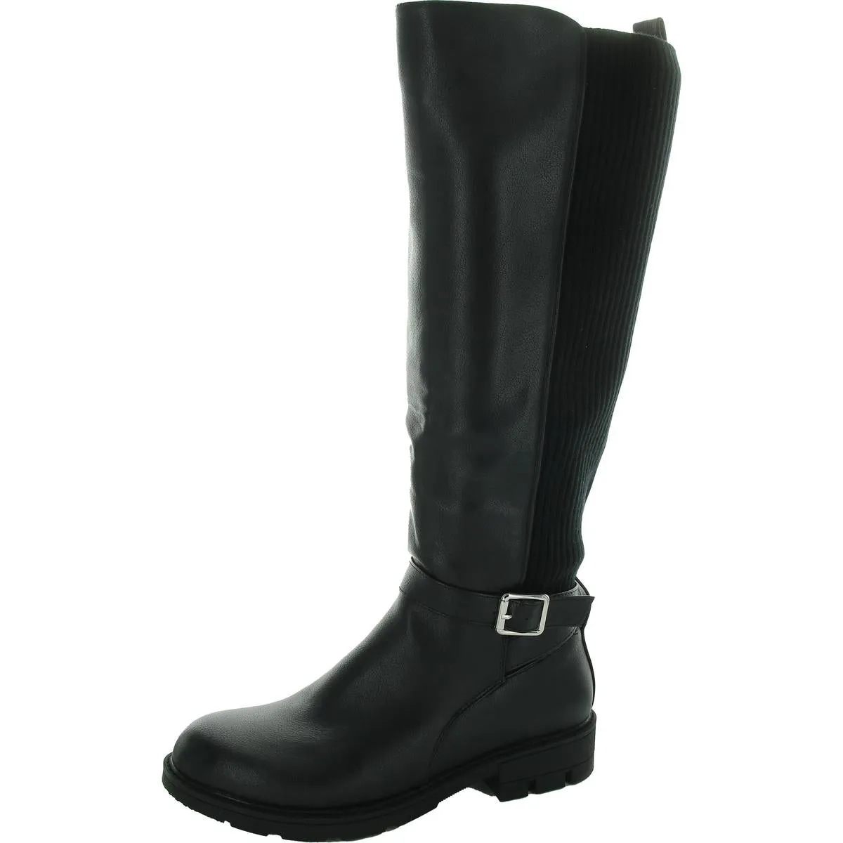 HAY THERE Womens Faux Leather Zipper Knee-High Boots