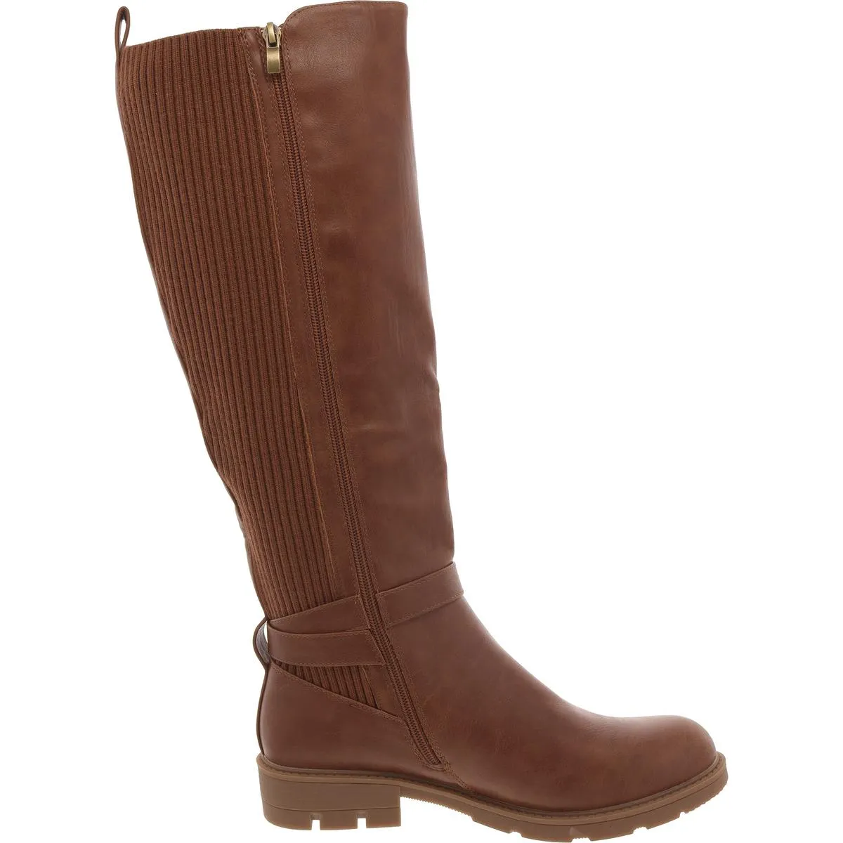 HAY THERE Womens Faux Leather Zipper Knee-High Boots
