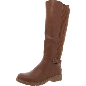 HAY THERE Womens Faux Leather Zipper Knee-High Boots