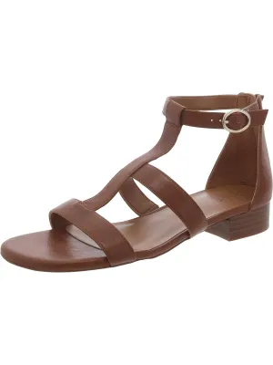 Huda Womens Faux Leather Ankle T-Strap Sandals