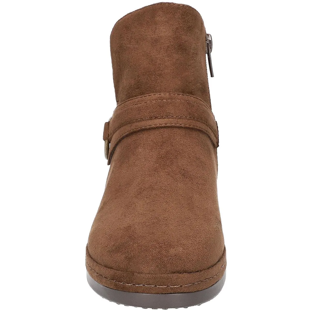 Izzy Womens Buckle Faux Suede Ankle Boots