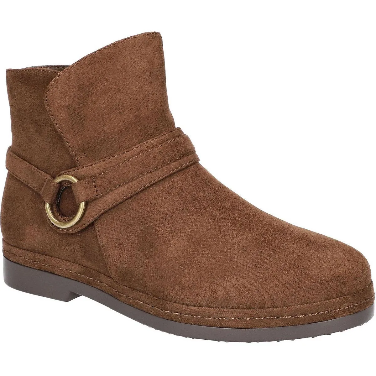 Izzy Womens Buckle Faux Suede Ankle Boots