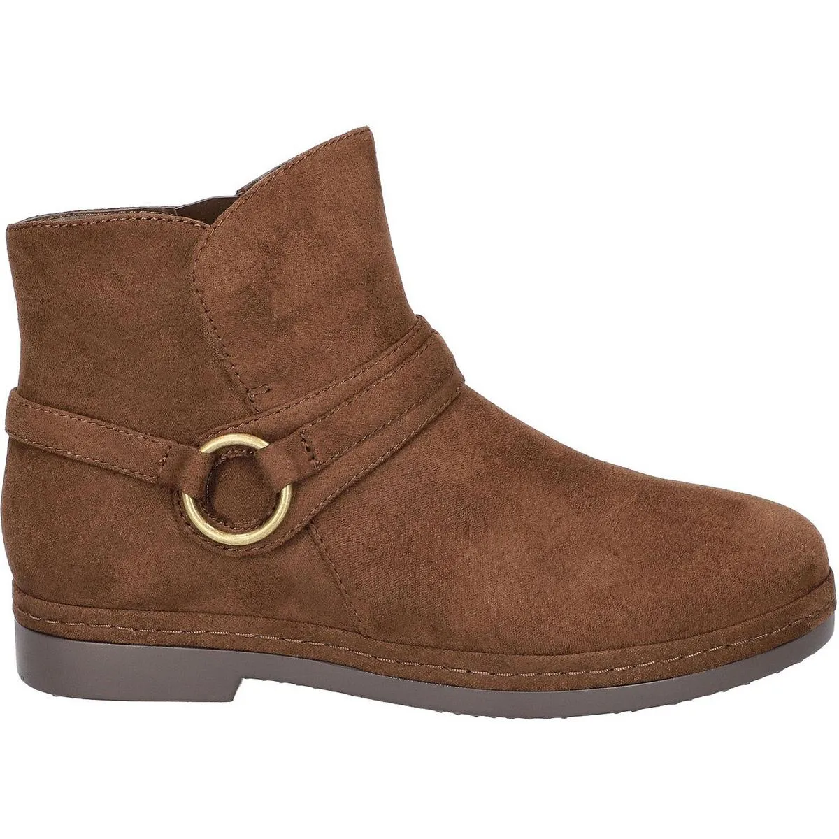 Izzy Womens Buckle Faux Suede Ankle Boots