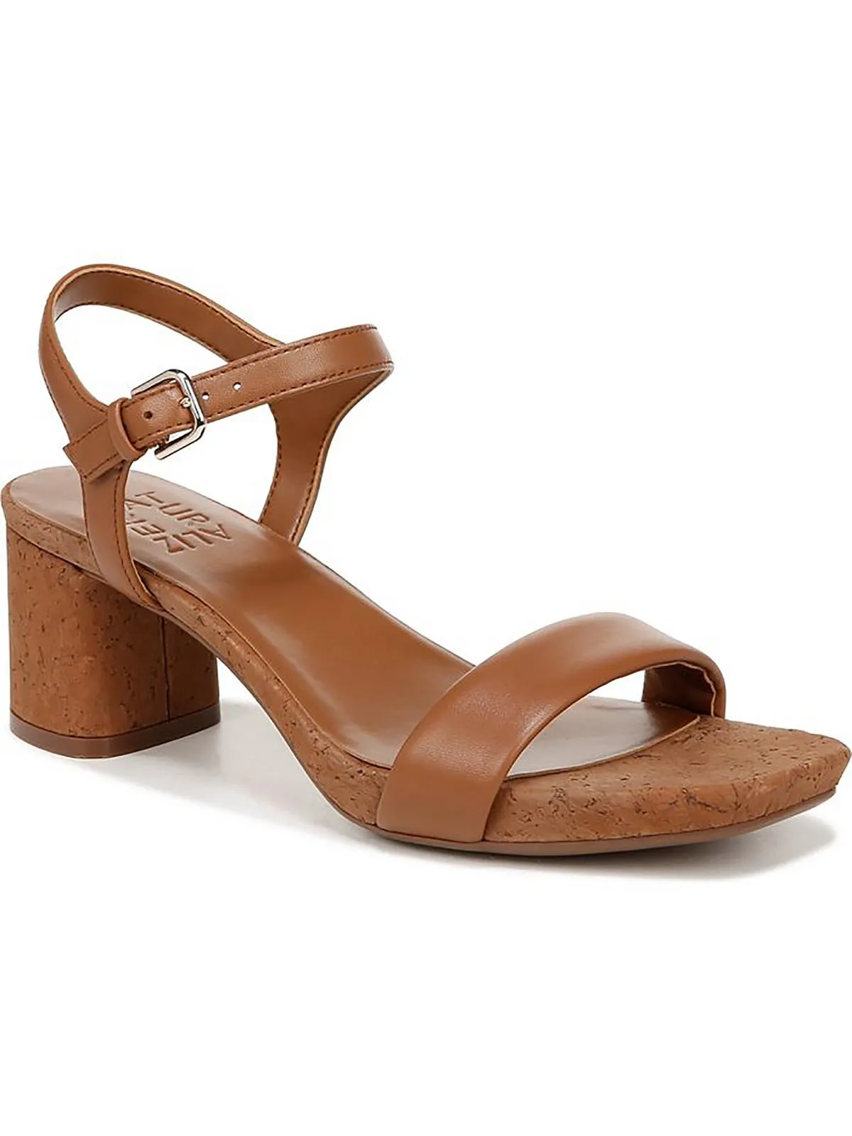 IZZY Womens Leather Ankle strap Block Heel