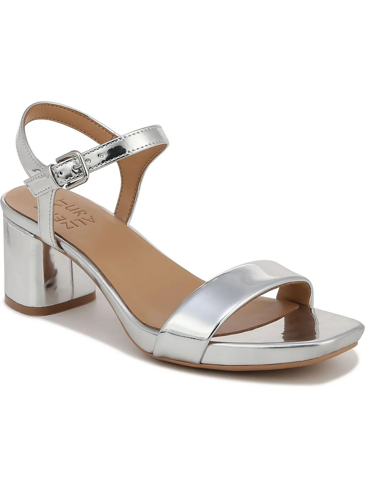 IZZY Womens Leather Ankle strap Block Heel