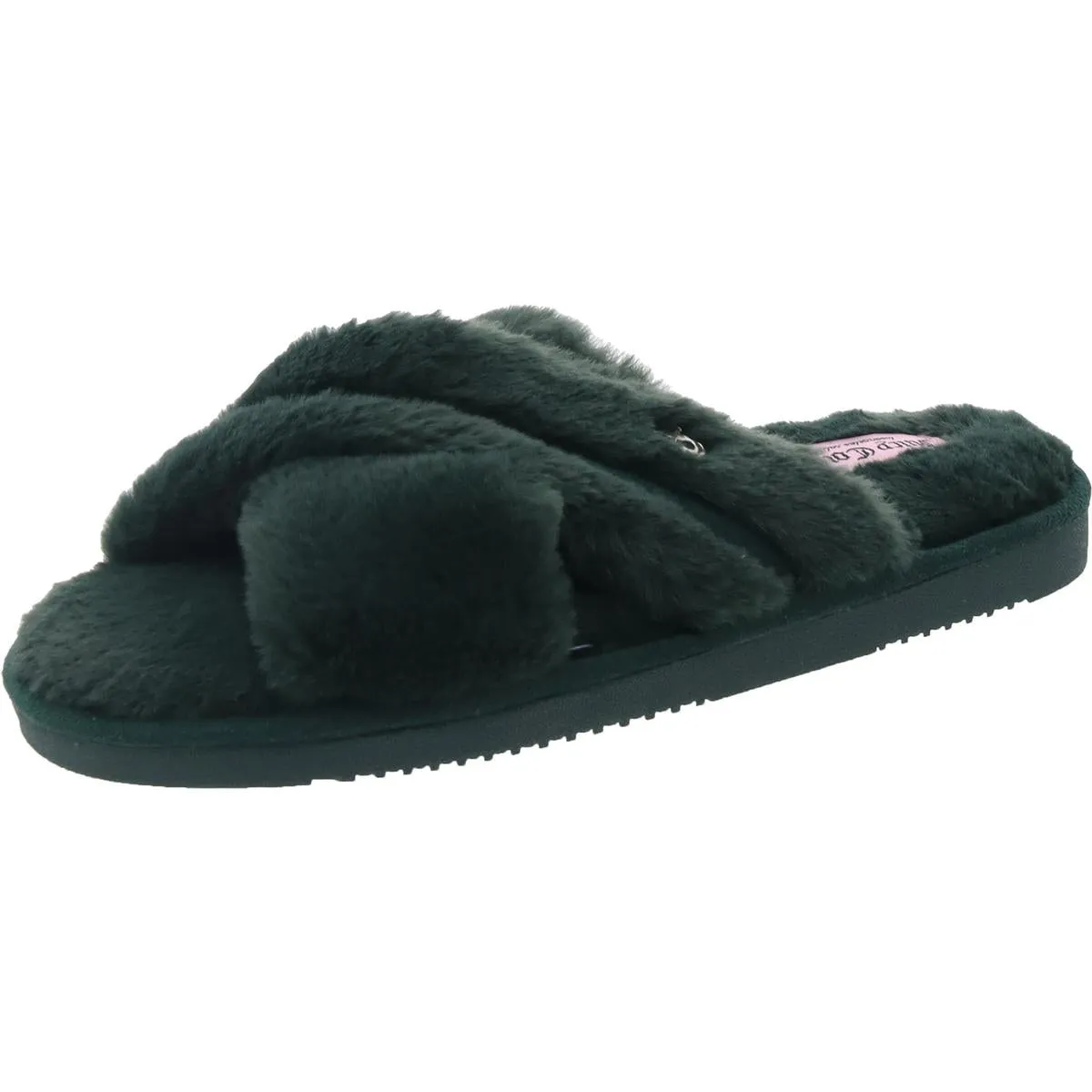 JCJOVIE Womens Criss-Cross Faux Fur Slide Slippers