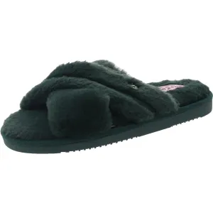 JCJOVIE Womens Criss-Cross Faux Fur Slide Slippers