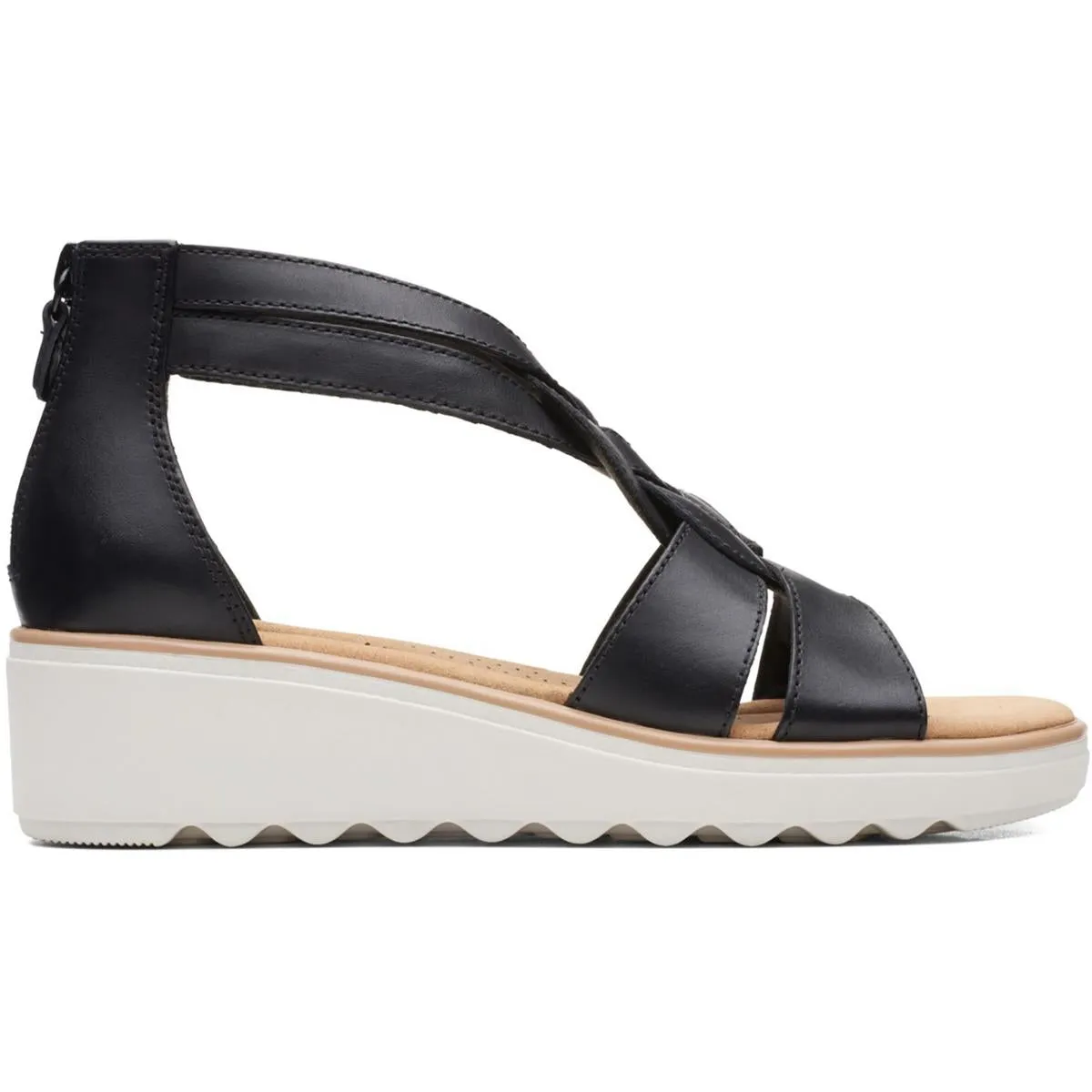 Jillian Bright Womens Leather Strappy Wedge Sandals
