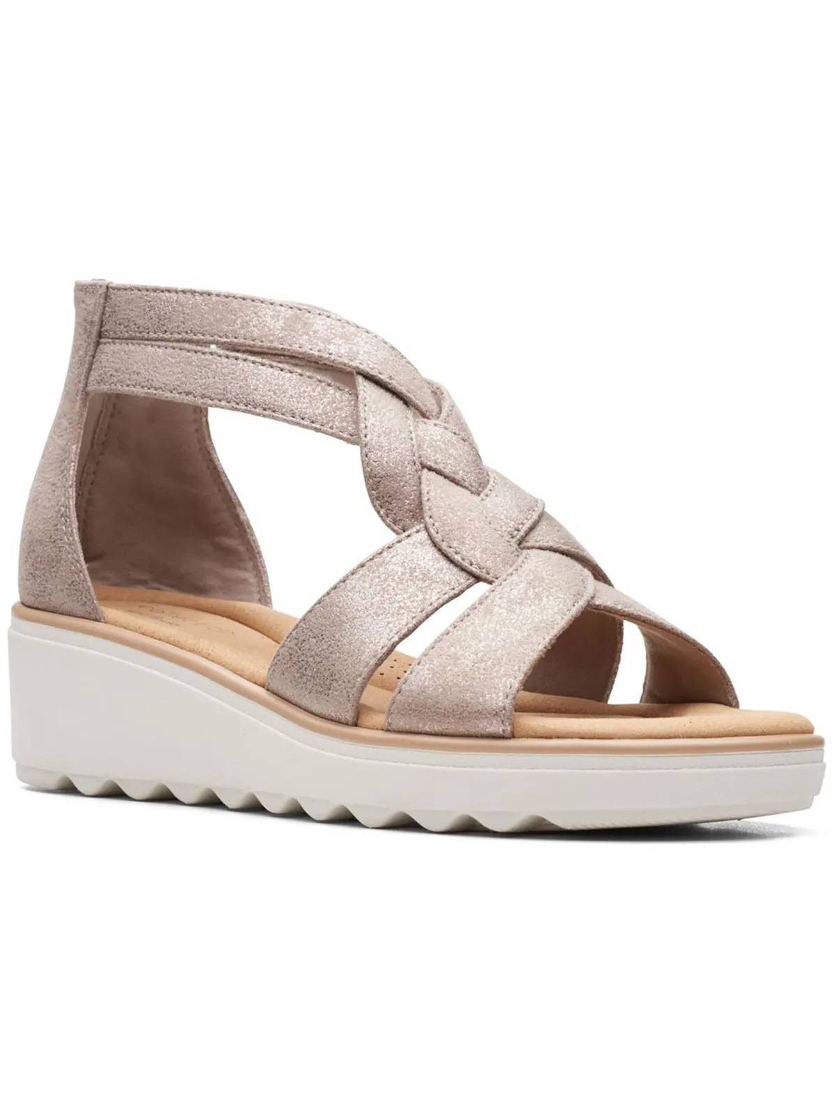 Jillian Bright Womens Leather Strappy Wedge Sandals