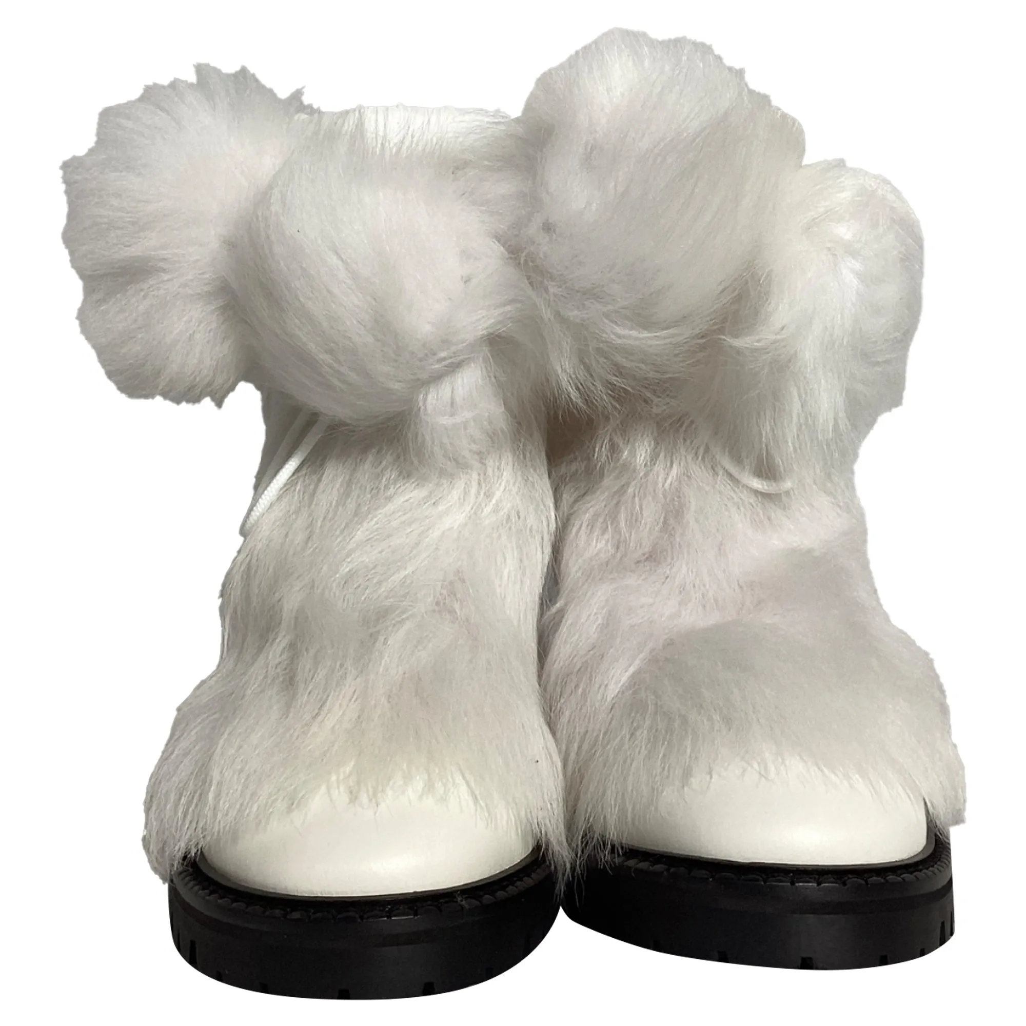 Jimmy Choo Fur Trim Ankle Boots in White Leather