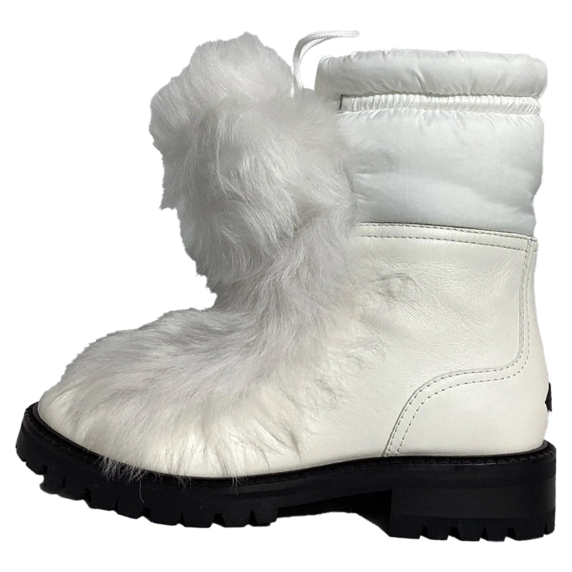 Jimmy Choo Fur Trim Ankle Boots in White Leather