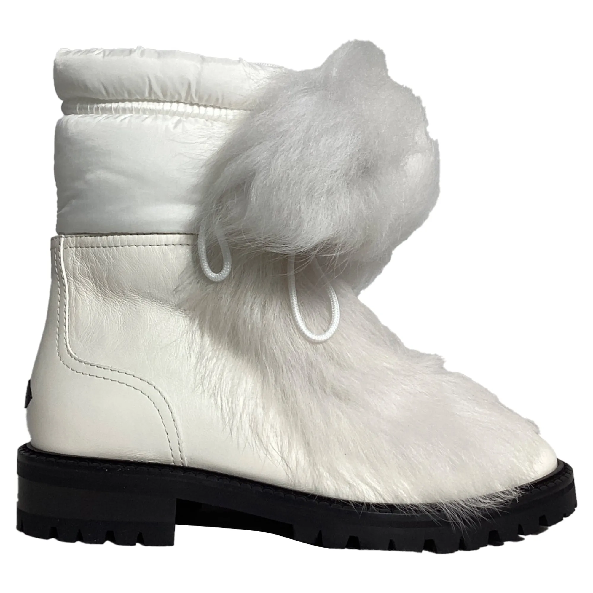 Jimmy Choo Fur Trim Ankle Boots in White Leather