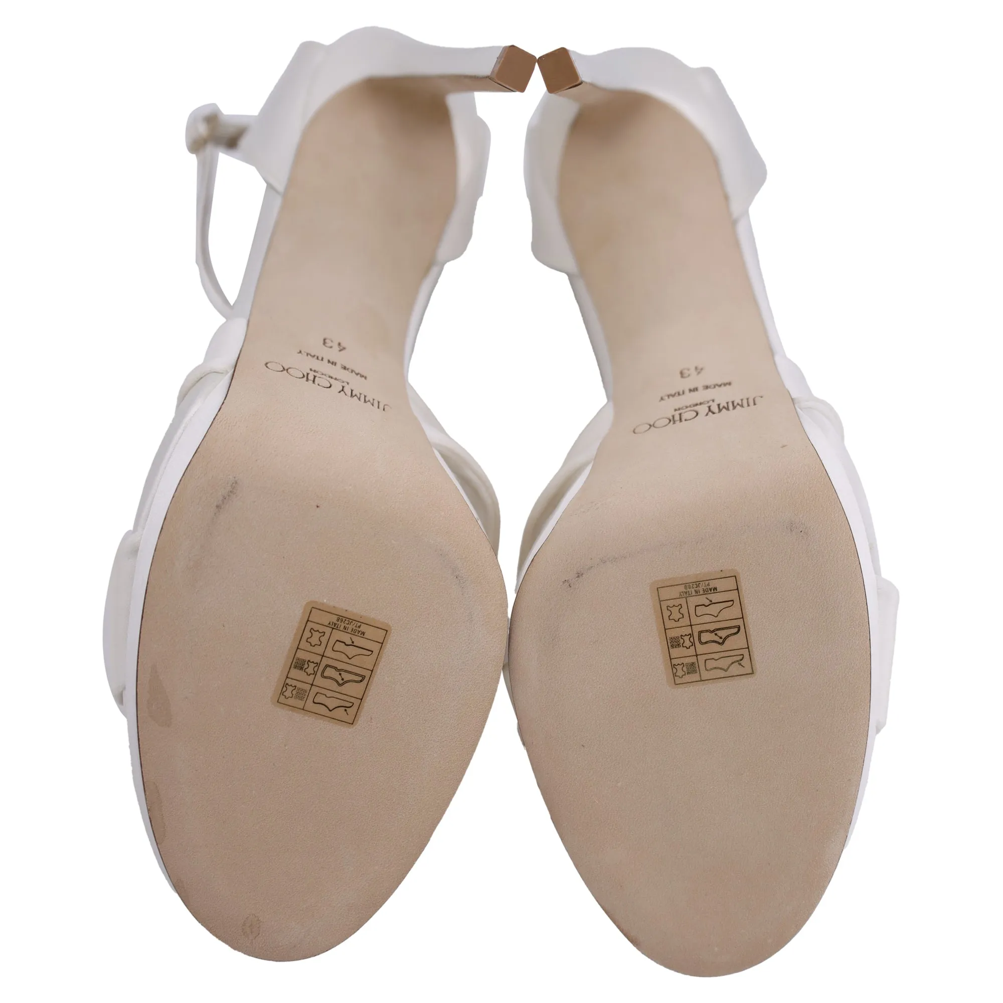 Jimmy Choo Rosie Ankle Strap Sandals in Ivory Satin