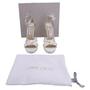 Jimmy Choo Rosie Ankle Strap Sandals in Ivory Satin