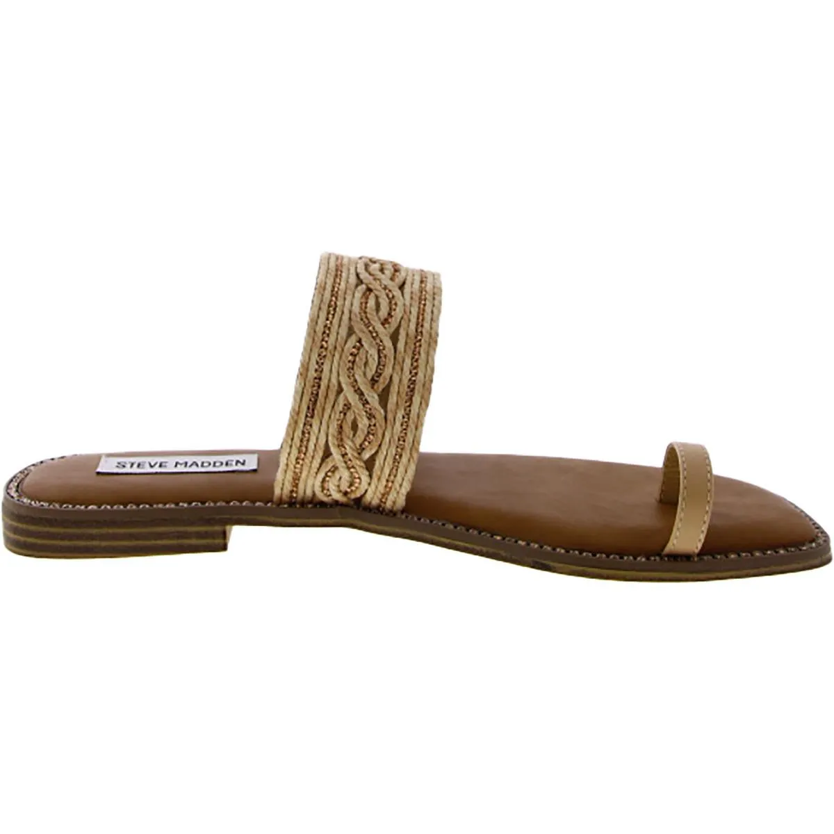Laguna Womens Faux Leather Braided Slide Sandals