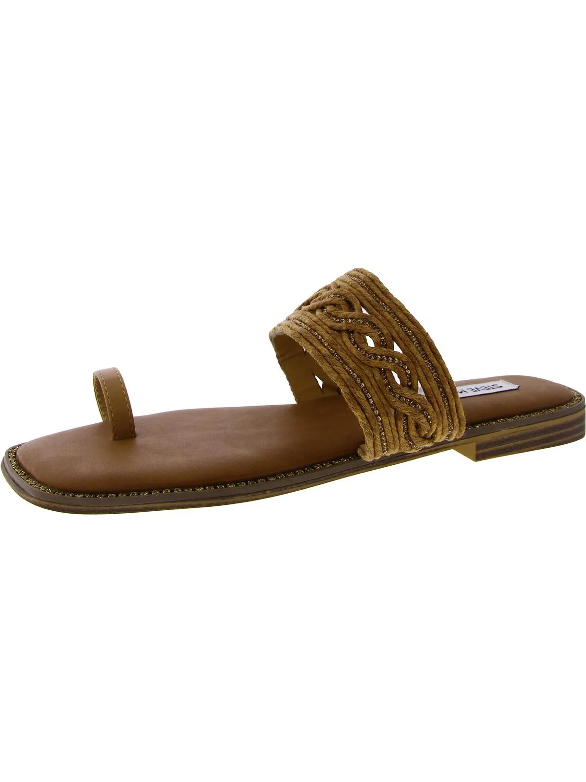 Laguna Womens Faux Leather Braided Slide Sandals