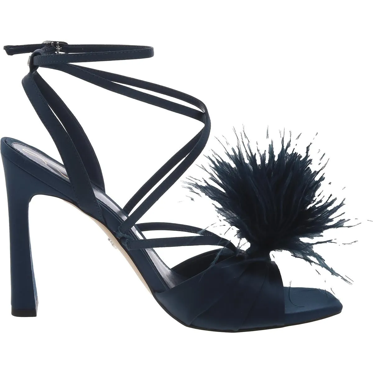 Layton Womens Feathers Ankle Strap Heels