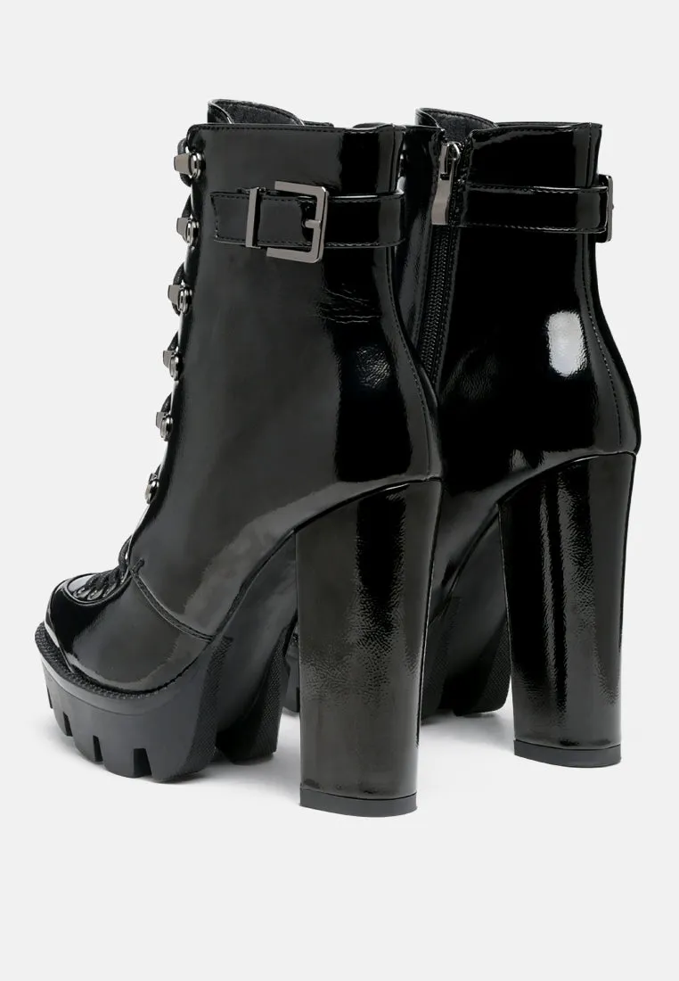 lobra high heel lace up ankle boots