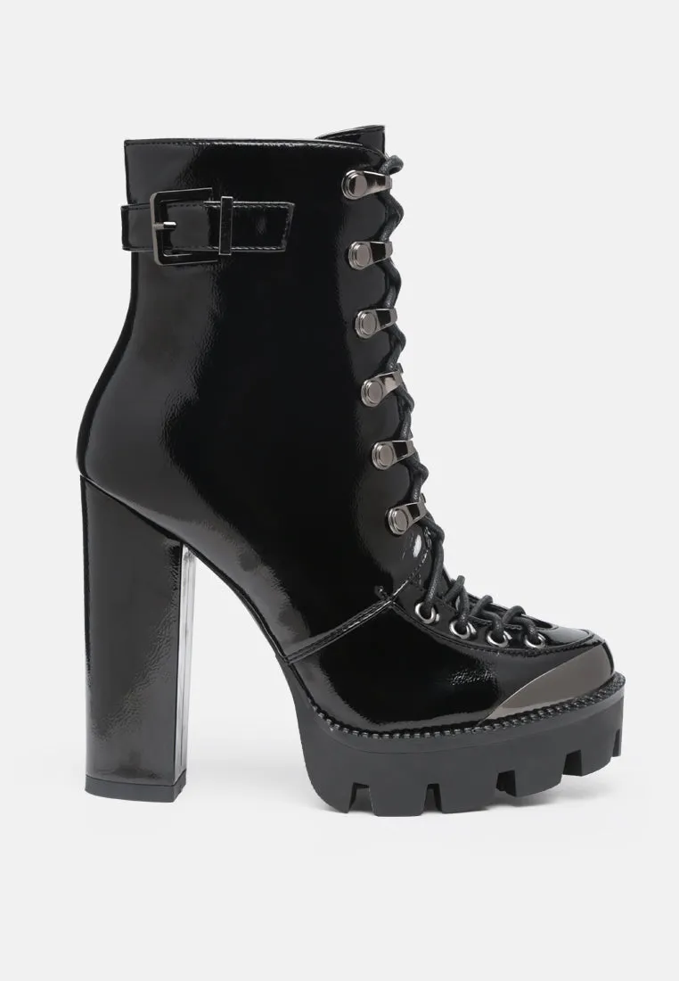 lobra high heel lace up ankle boots