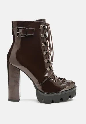 lobra high heel lace up ankle boots