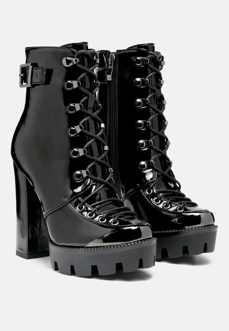 lobra high heel lace up ankle boots