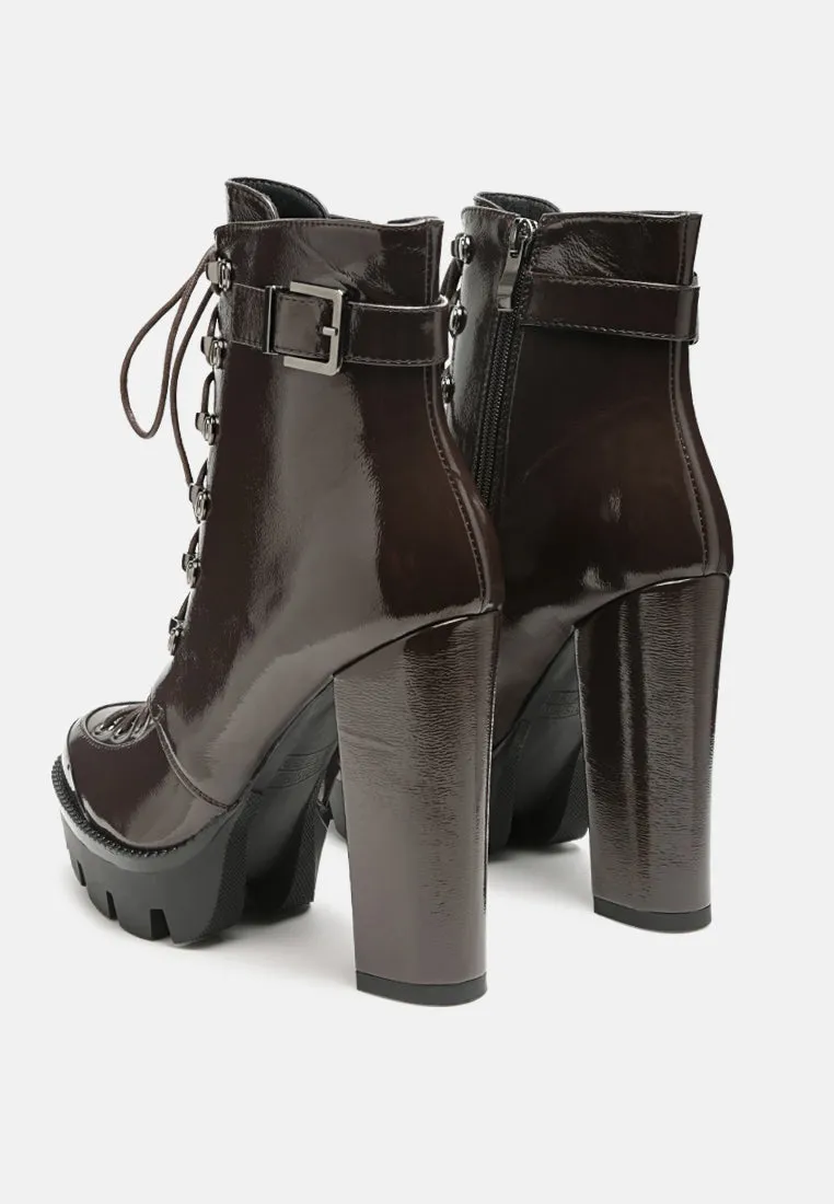 lobra high heel lace up ankle boots