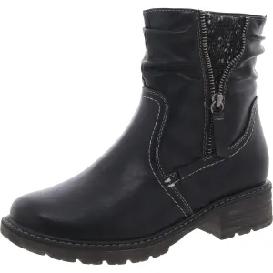 Logger Calgar Womens Zipper Faux Leather Ankle Boots