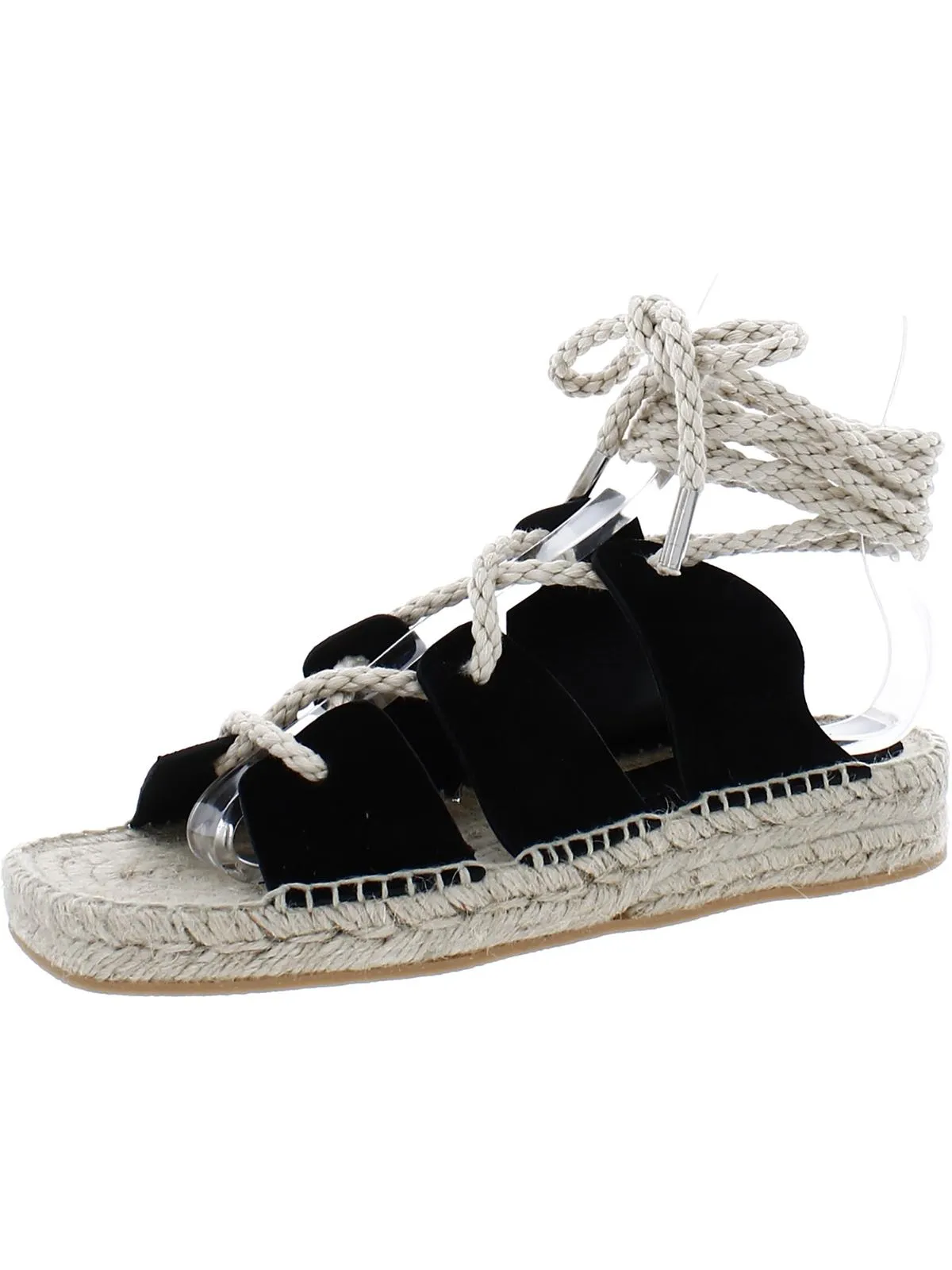 Lucy Womens Suede Ankle Tie Espadrilles