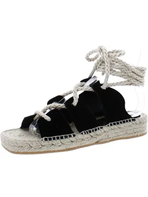 Lucy Womens Suede Ankle Tie Espadrilles