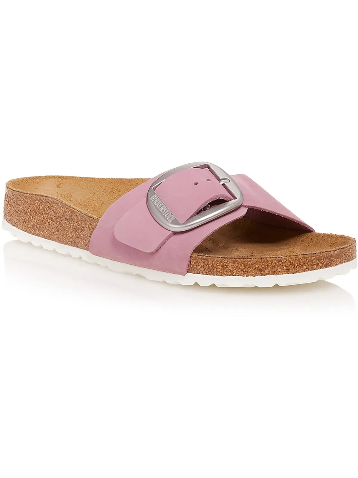 Madrid Big Buckle Womens Leather Flat Slide Sandals