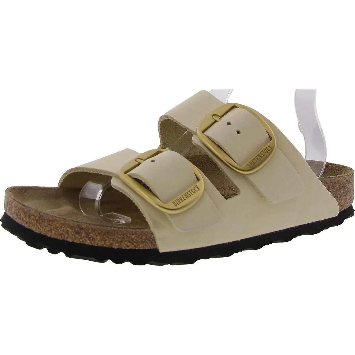 Madrid Big Buckle Womens Leather Flat Slide Sandals