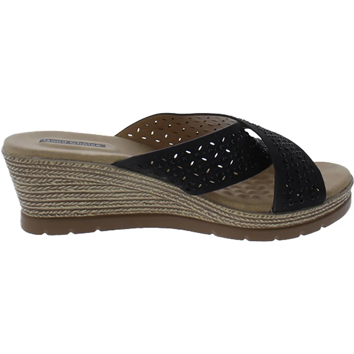Malia Womens Faux Leather Embellished Wedge Sandals
