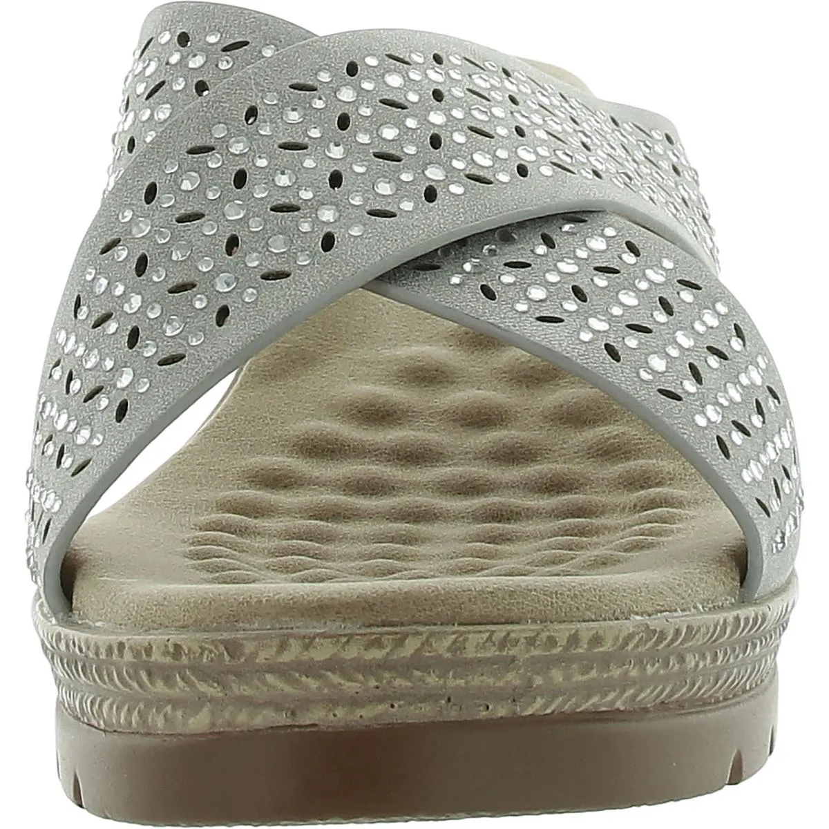 Malia Womens Faux Leather Embellished Wedge Sandals