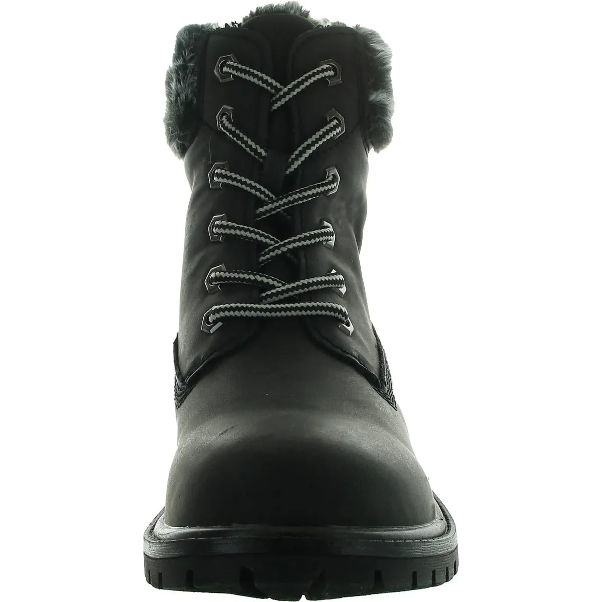 Mason Womens Faux Fur Leather Combat & Lace-Up Boots