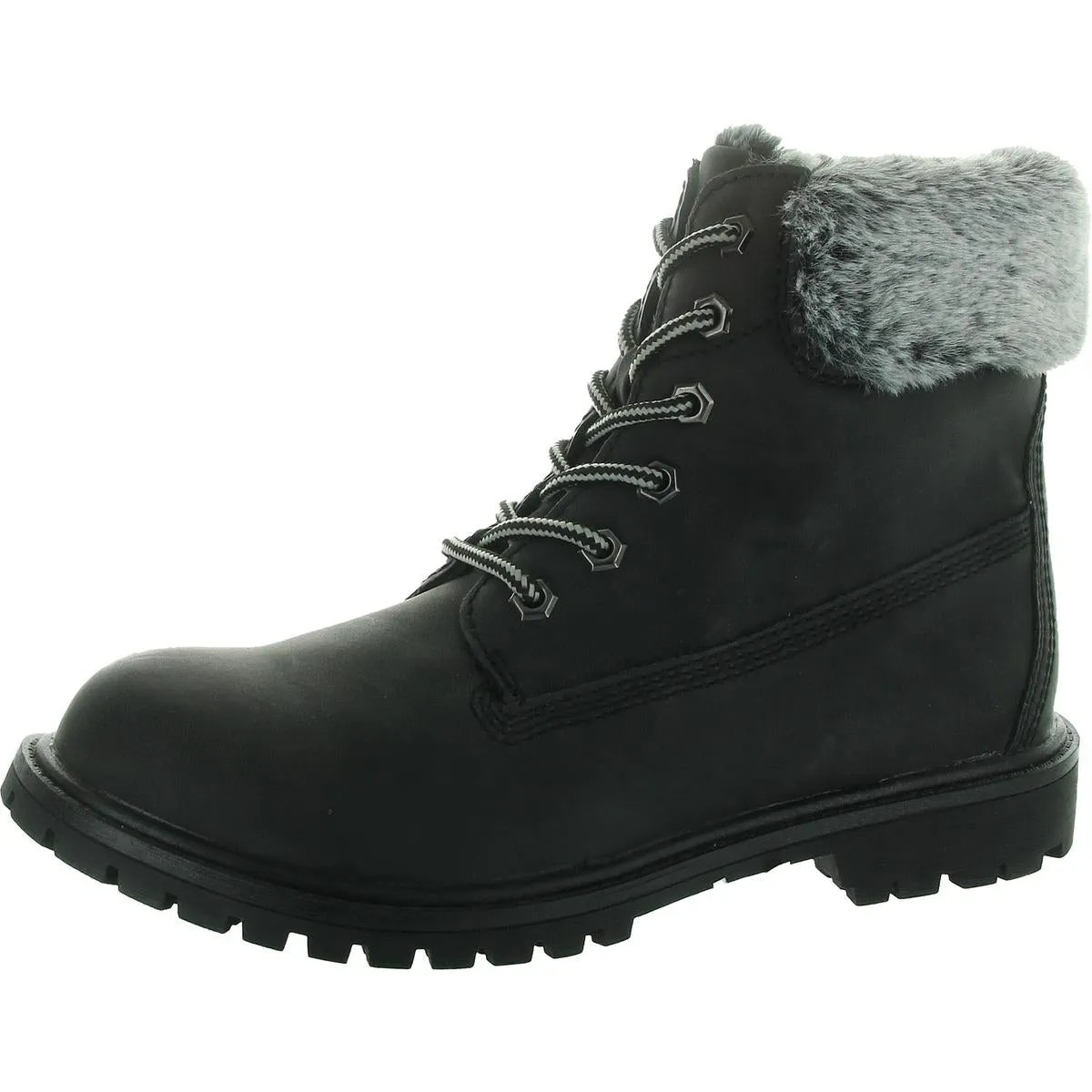 Mason Womens Faux Fur Leather Combat & Lace-Up Boots
