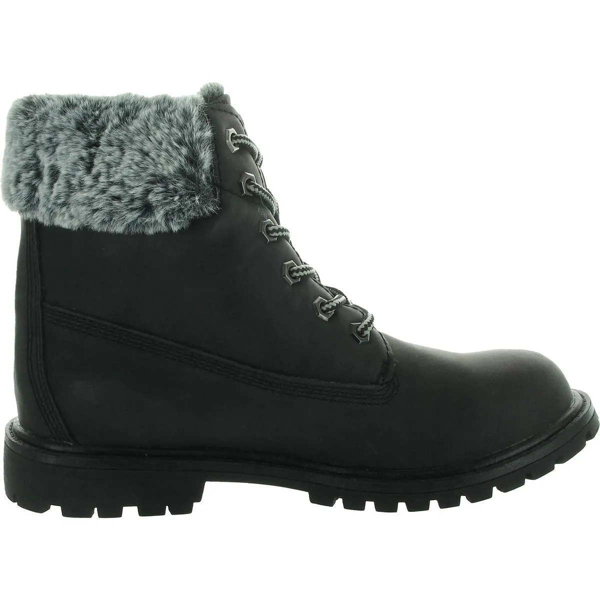 Mason Womens Faux Fur Leather Combat & Lace-Up Boots