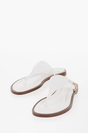 Michael Kors Michael Leather Daniella Thong Sandals With Golden-Effect Mo