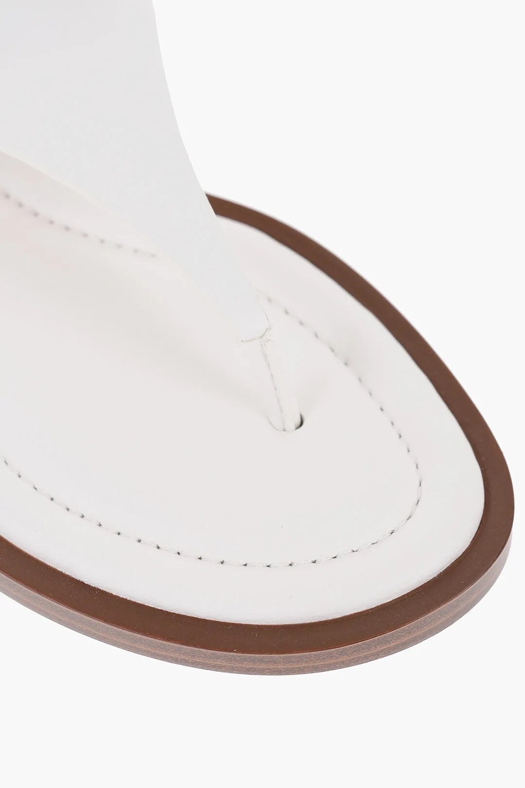 Michael Kors Michael Leather Daniella Thong Sandals With Golden-Effect Mo