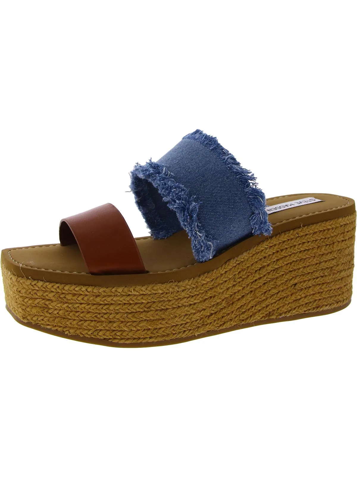 Mindy Womens Leather Fringe Block Heel