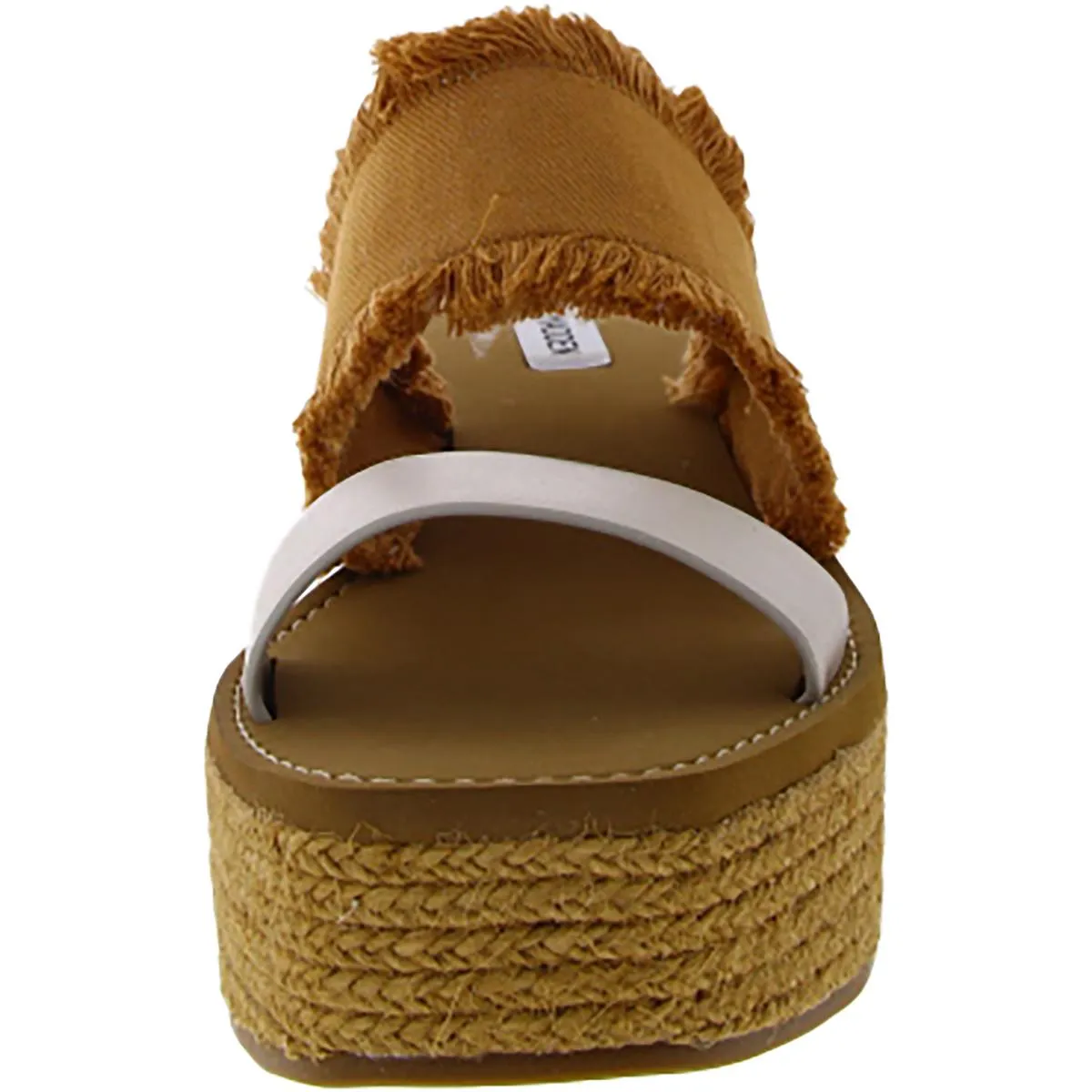 Mindy Womens Leather Fringe Block Heel