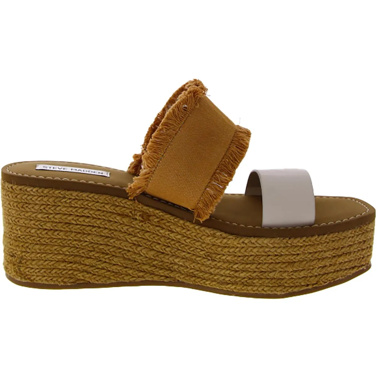 Mindy Womens Leather Fringe Block Heel