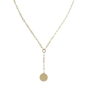 Misuzi Gwen Disc Lariat Necklace Gold