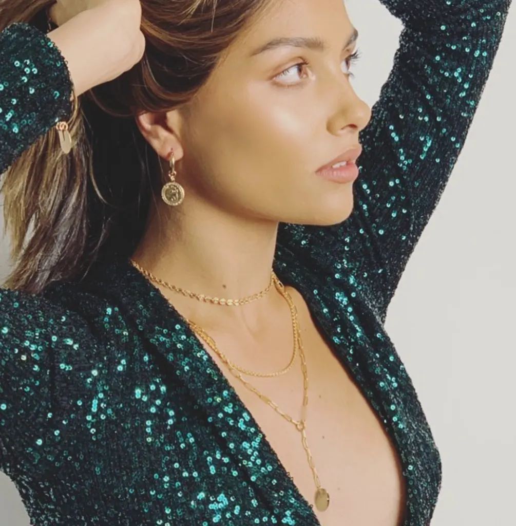 Misuzi Gwen Disc Lariat Necklace Gold