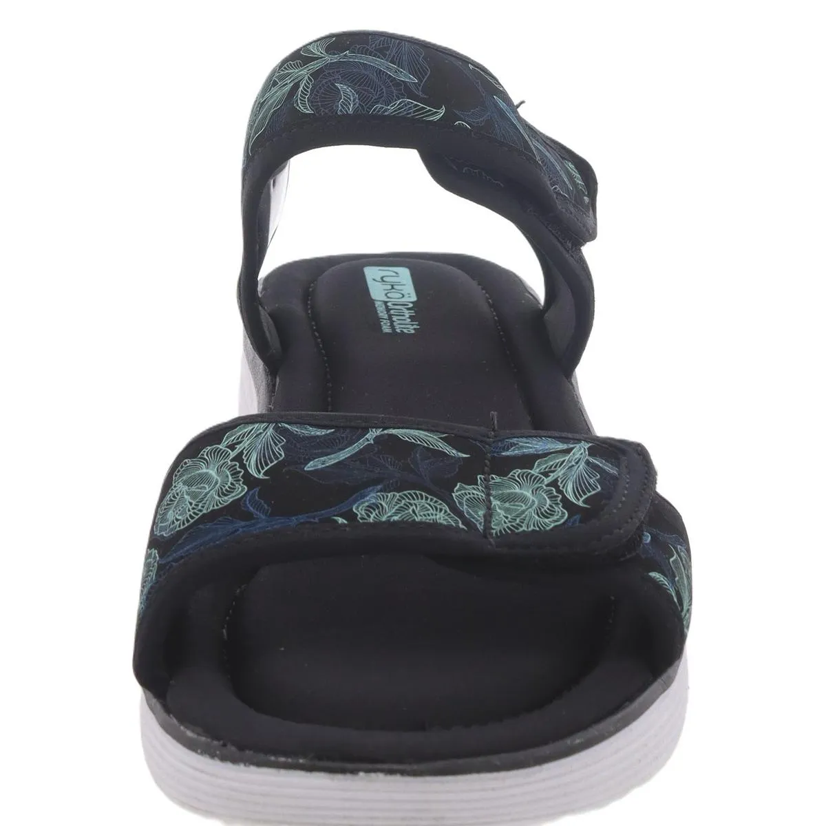 Nora Womens Floral Padded Insole Ankle Strap