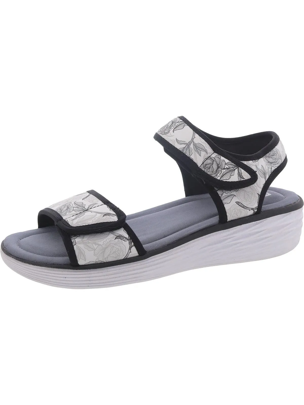 Nora Womens Floral Padded Insole Ankle Strap