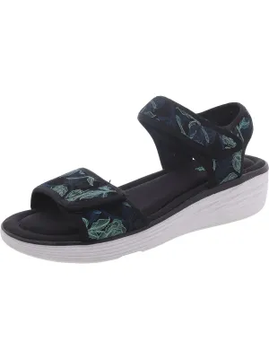 Nora Womens Floral Padded Insole Ankle Strap