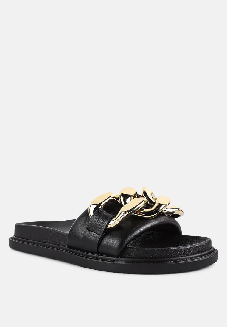 onyx metal chain slider flats