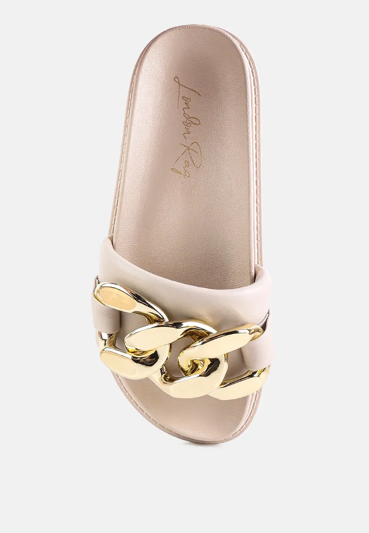 onyx metal chain slider flats