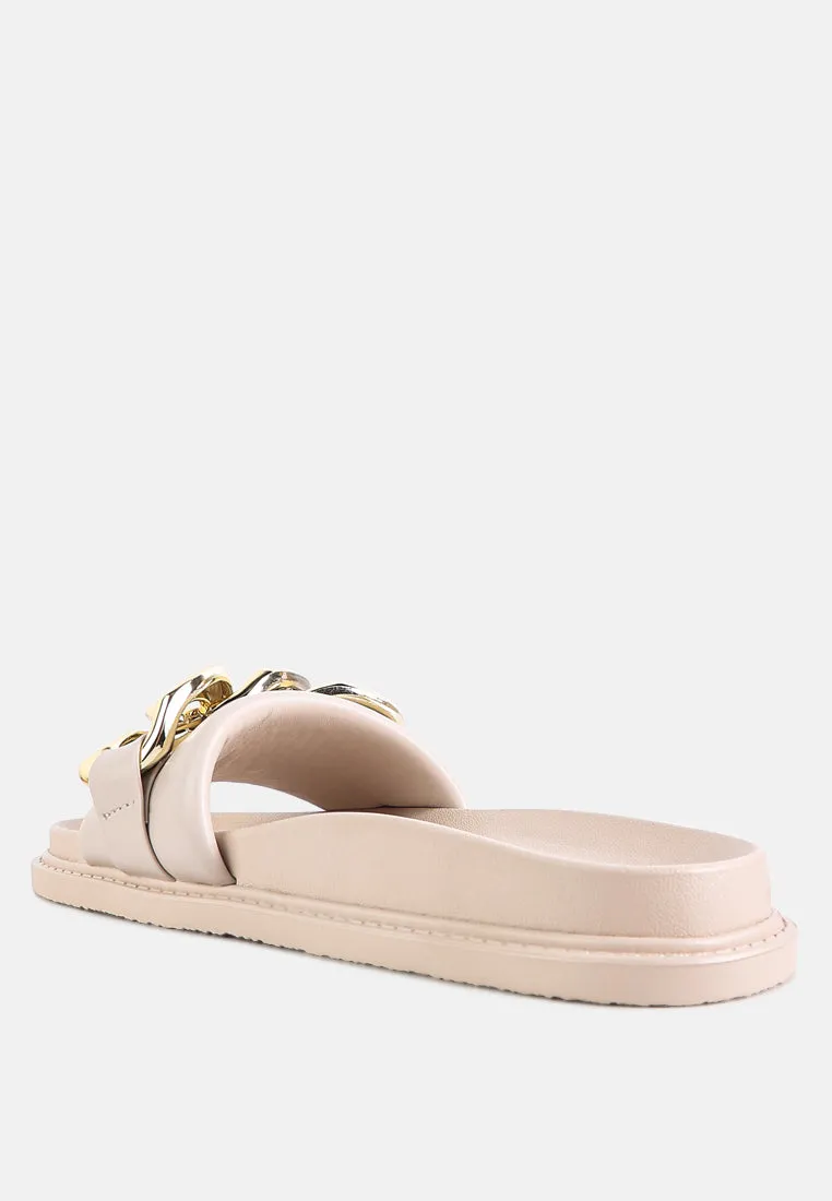 onyx metal chain slider flats